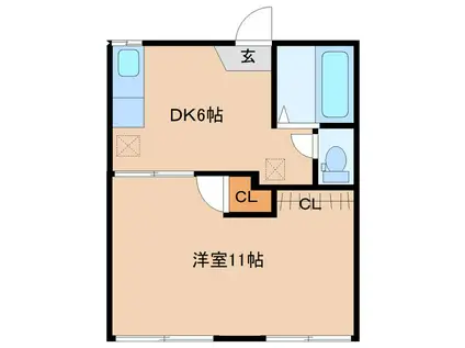 CASA21(1DK/1階)の間取り写真