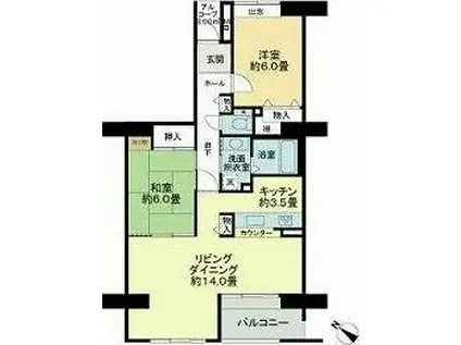 ビュープラザセンター北 38号棟(2LDK/2階)の間取り写真