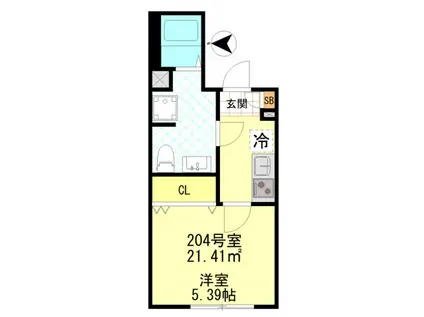 シーエフジオーレ大師東門前(1K/2階)の間取り写真