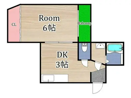 エトワルK2(1DK/3階)の間取り写真