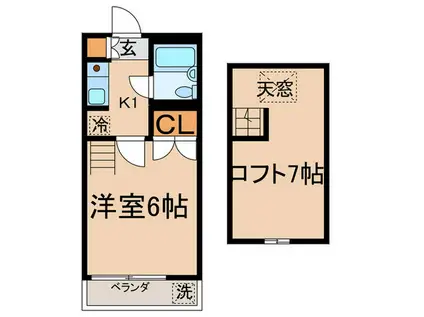 コーポM(1K/2階)の間取り写真