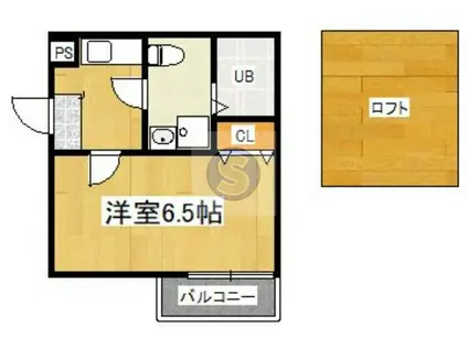 ベルビュー深草(1K/2階)の間取り写真