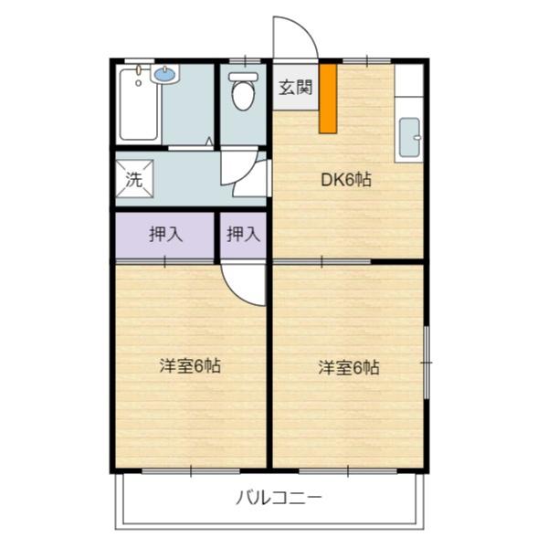 RINOBIRTH 7(2DK/2階)の間取り写真