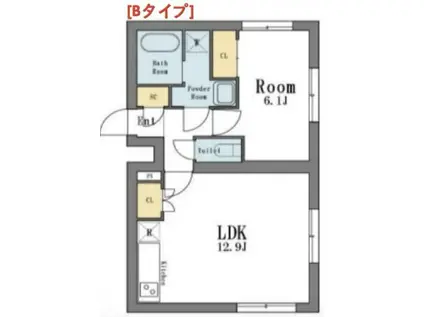 ANQI碑文谷(1LDK/4階)の間取り写真