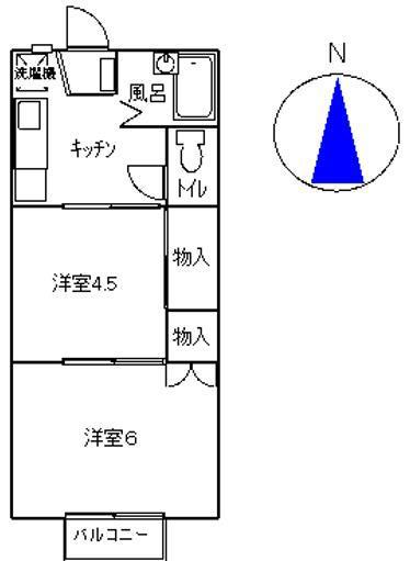 ヴィラパークサイド(2K/1階)の間取り写真