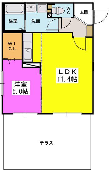 RIVER SISTER(1LDK/1階)の間取り写真