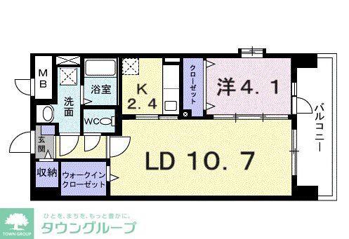 アベニール国立(1LDK/4階)の間取り写真