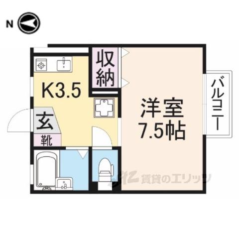 メイプルハイツ(1K/1階)の間取り写真