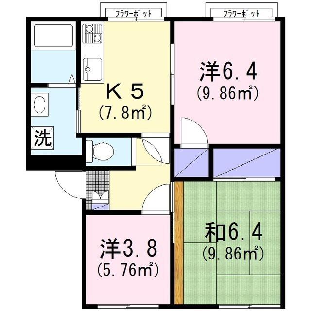アモーレ大和V(3K/1階)の間取り写真