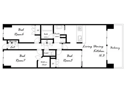 ワコーレシティ神戸三宮(3LDK/11階)の間取り写真