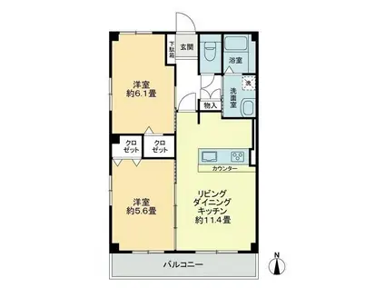 プリヴェット木太(2LDK/2階)の間取り写真