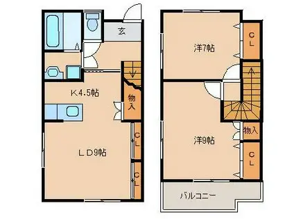 メゾンシンII(2LDK/1階)の間取り写真