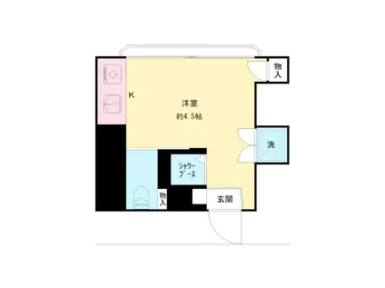 シャトル芦花(ワンルーム/2階)の間取り写真