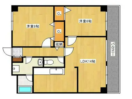 デュコムワイズ(2LDK/3階)の間取り写真