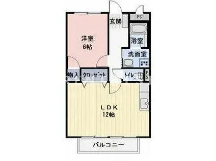 リンピア増田(1LDK/2階)の間取り写真