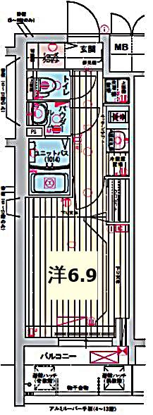 プレサンス東別院駅前II(1K/7階)の間取り写真