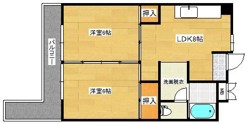 レジデンス木野川(2DK/2階)の間取り写真