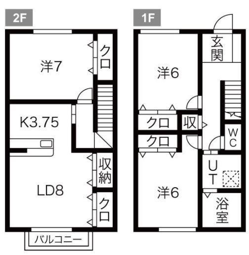 花巻ステーションアベニューF棟(3LDK/1階)の間取り写真