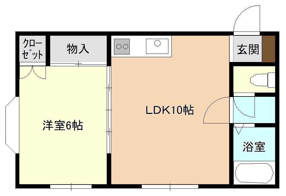リーブル片岡(1LDK/1階)の間取り写真