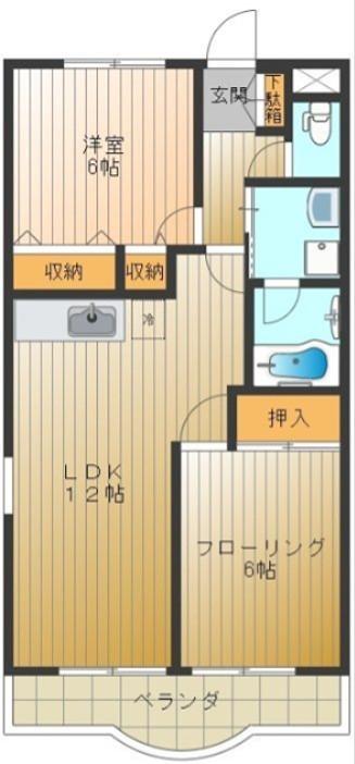 緑山ハイツC(2LDK/3階)の間取り写真