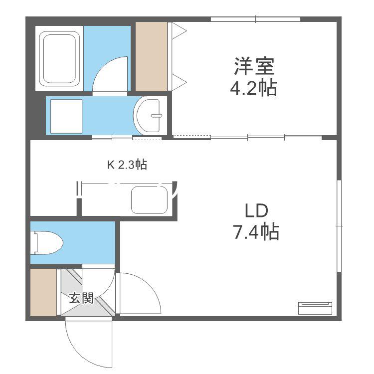 シティプレミア新道東(1LDK/2階)の間取り写真