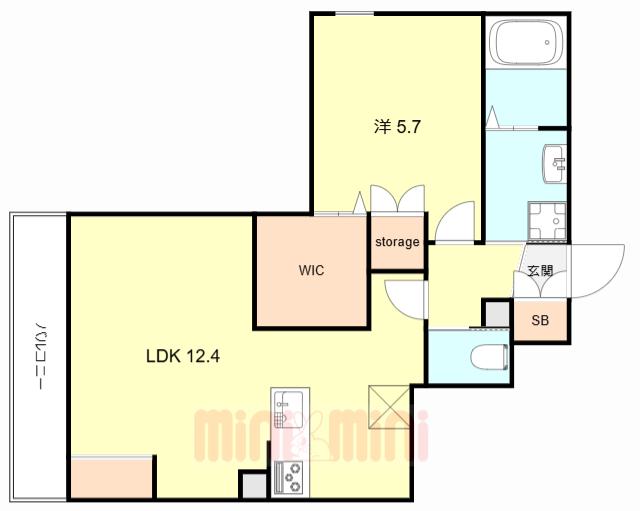 エルブリッジ南野(1LDK/1階)の間取り写真