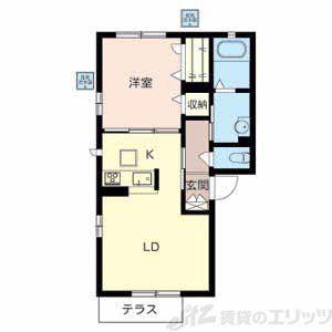 豊川モリハイツ A棟(1LDK/1階)の間取り写真