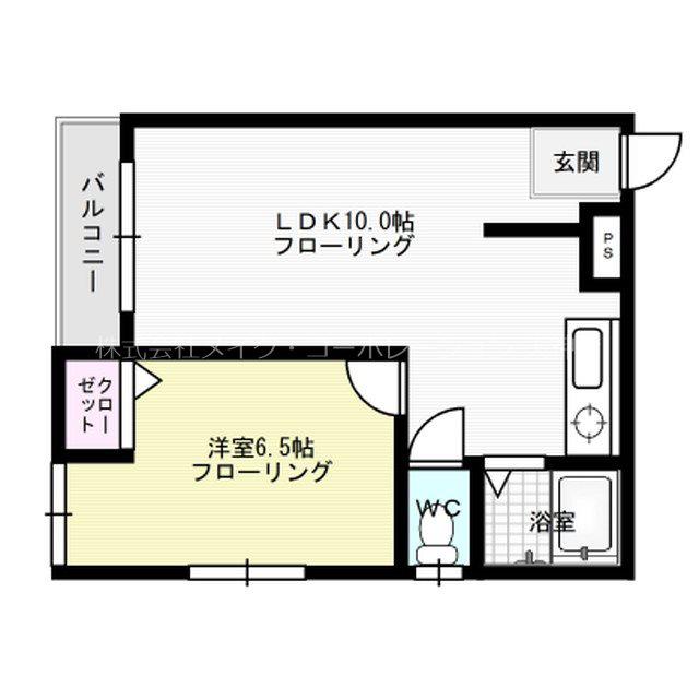 Sハウス(1LDK/3階)の間取り写真