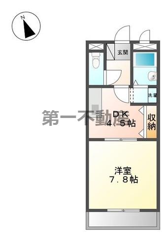 シャインハート(1DK/1階)の間取り写真