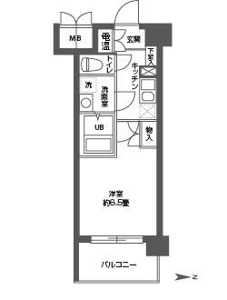 CASSIA高井田 ノース COURT(1K/2階)の間取り写真