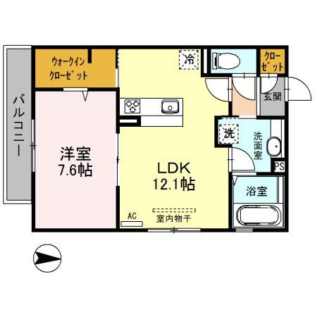 メディオ総持寺(1LDK/1階)の間取り写真