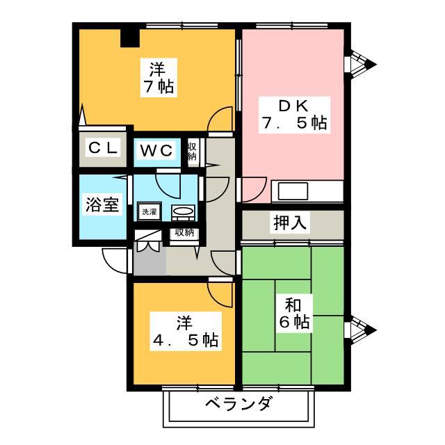 レジデンスひまわり A(3DK/3階)の間取り写真