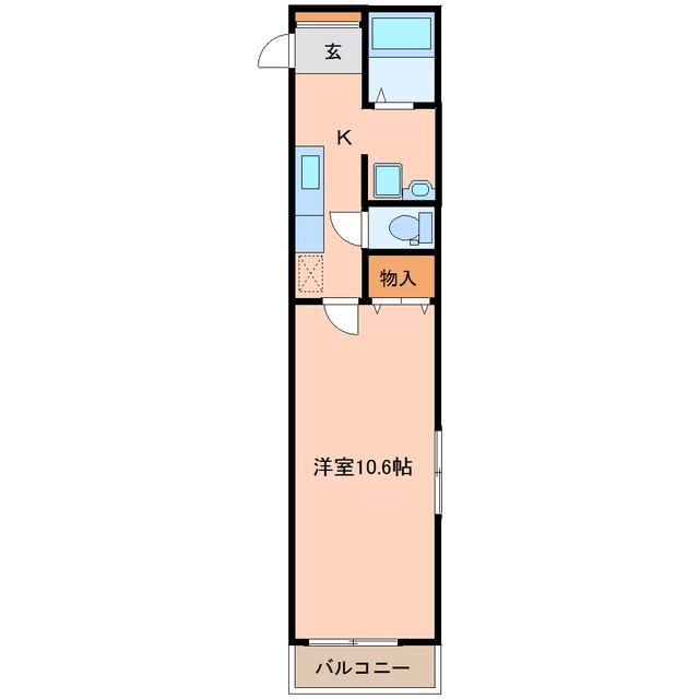 ベルパーク荒井III番館(1K/1階)の間取り写真
