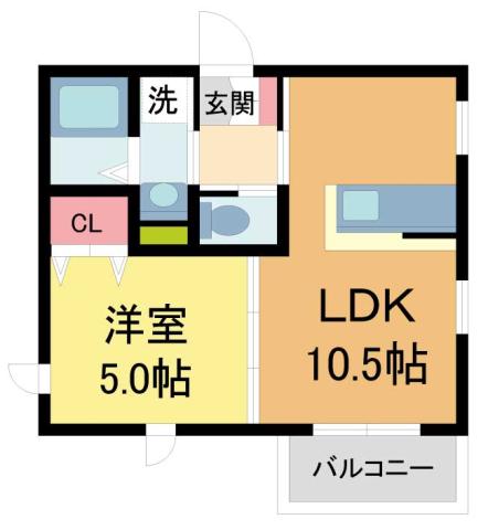 リュネ甲子園(1LDK/2階)の間取り写真