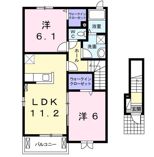 アルヴィータC(2LDK/2階)の間取り写真