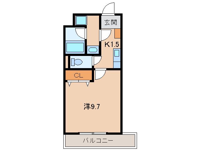 カーサ・S(1K/3階)の間取り写真