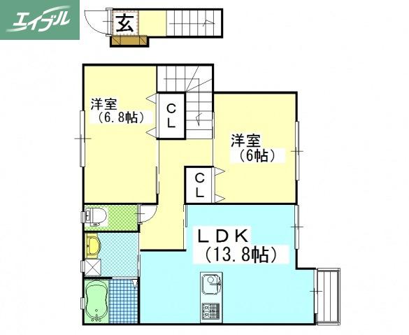 グランアベニュー国富II(2LDK/2階)の間取り写真