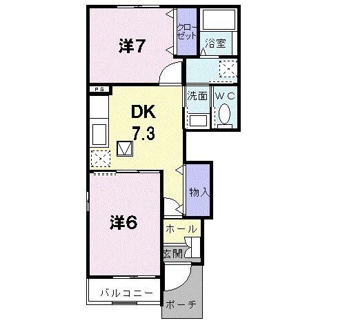 ファシネイション春日II(2DK/1階)の間取り写真
