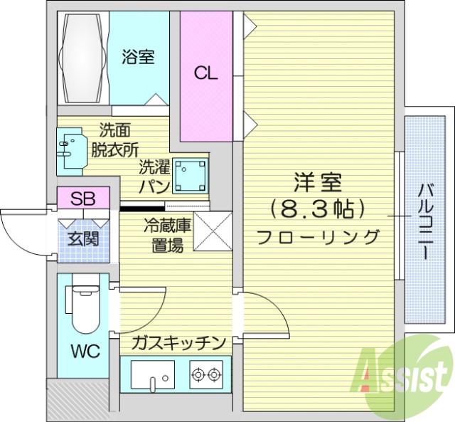 パルレーヴ(1K/1階)の間取り写真