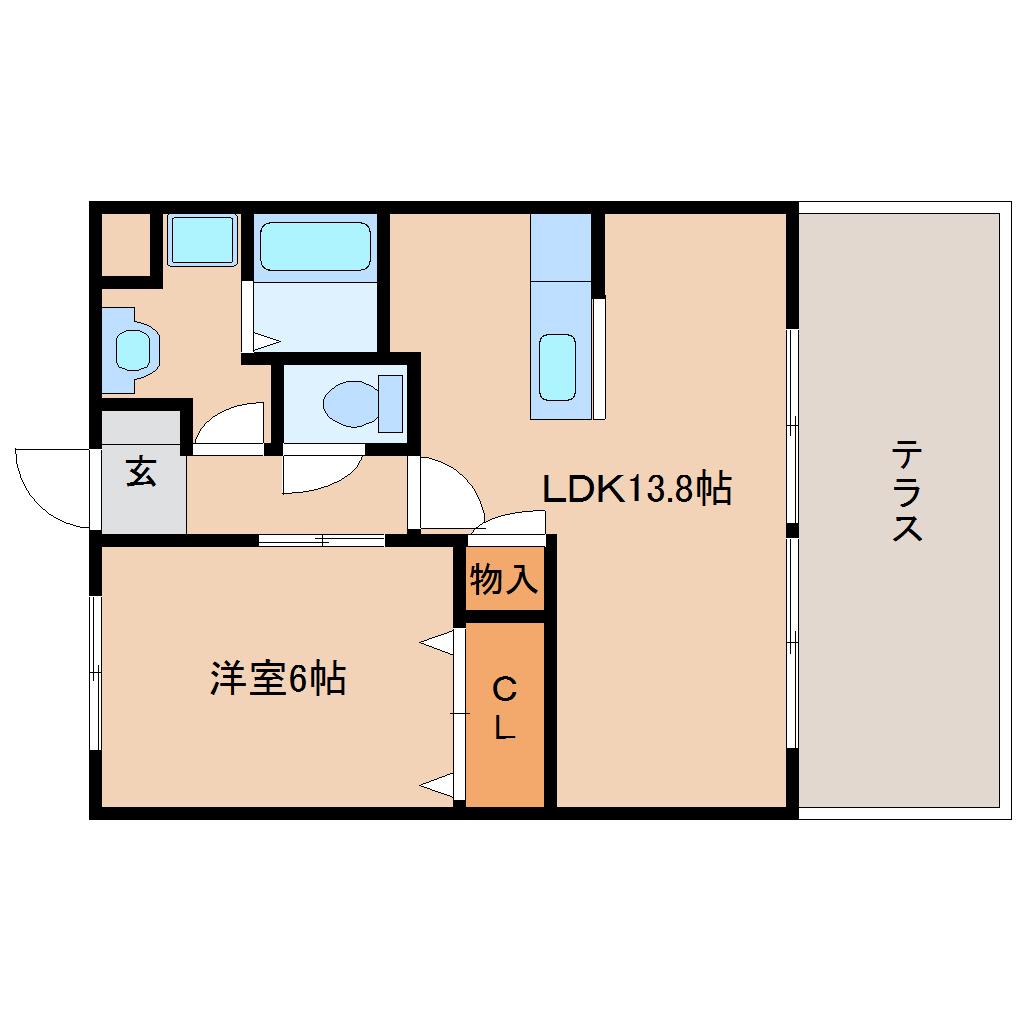 グランディール四条A(1LDK/1階)の間取り写真