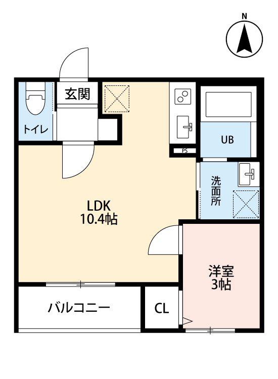 ブランノワール南仙台(1LDK/1階)の間取り写真