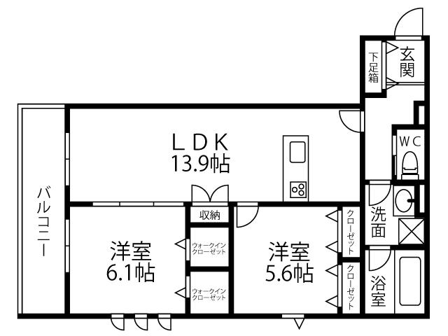 キルシュ ブリューテ 2(2LDK/2階)の間取り写真