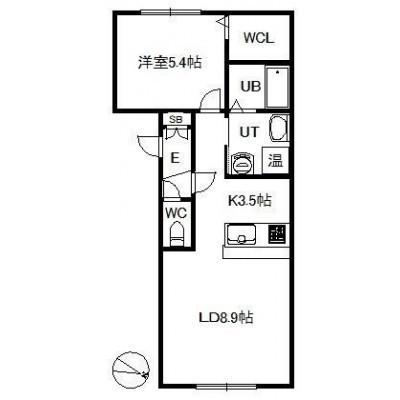 レーベンオーク(1LDK/1階)の間取り写真