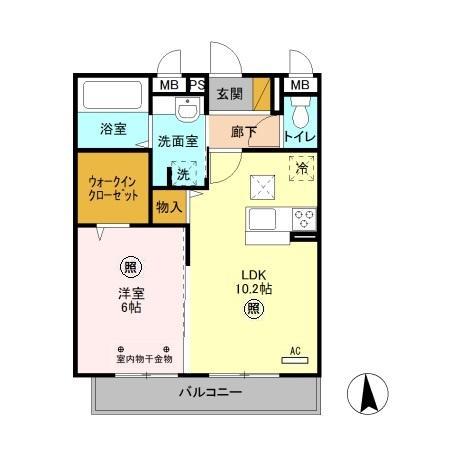 グレイスコート(1LDK/1階)の間取り写真