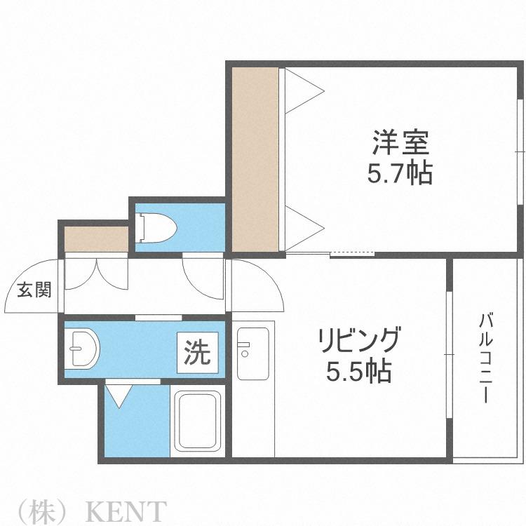 サイレンスウエスト(1DK/4階)の間取り写真