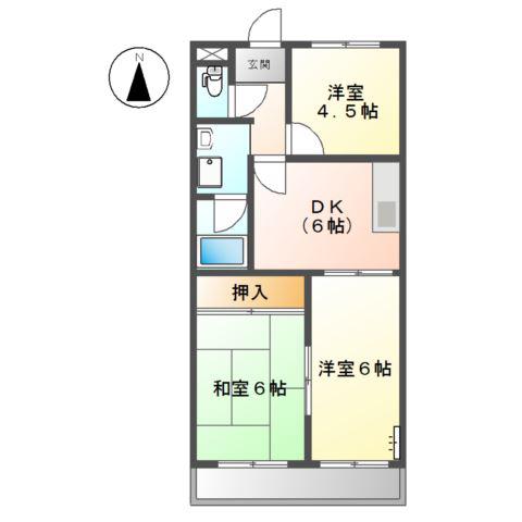 メリーハイム丹羽(3DK/2階)の間取り写真