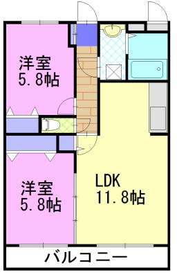 ユーミーセレッソ(2LDK/3階)の間取り写真