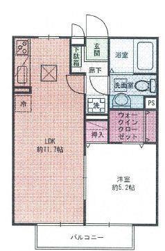 アルト守谷A(1LDK/1階)の間取り写真