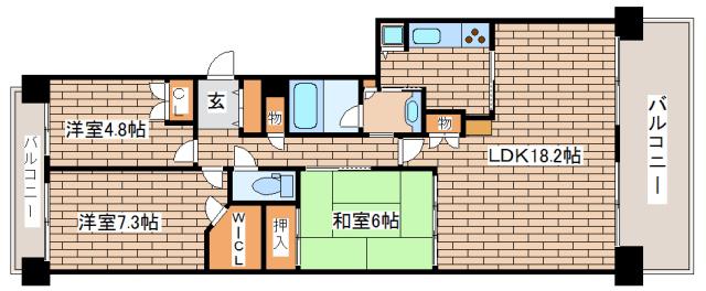 パーク・ハイム神戸熊内町(3LDK/2階)の間取り写真