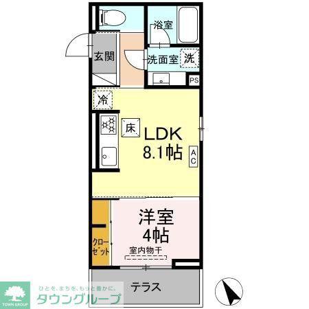 DBLESS和田町(1LDK/2階)の間取り写真